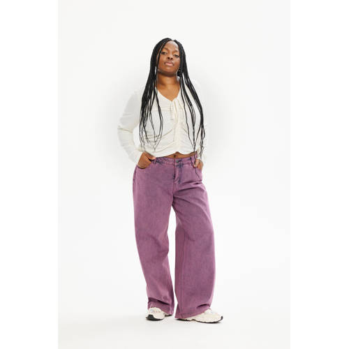 Anyday denim wide leg low waist broek paars afbeelding