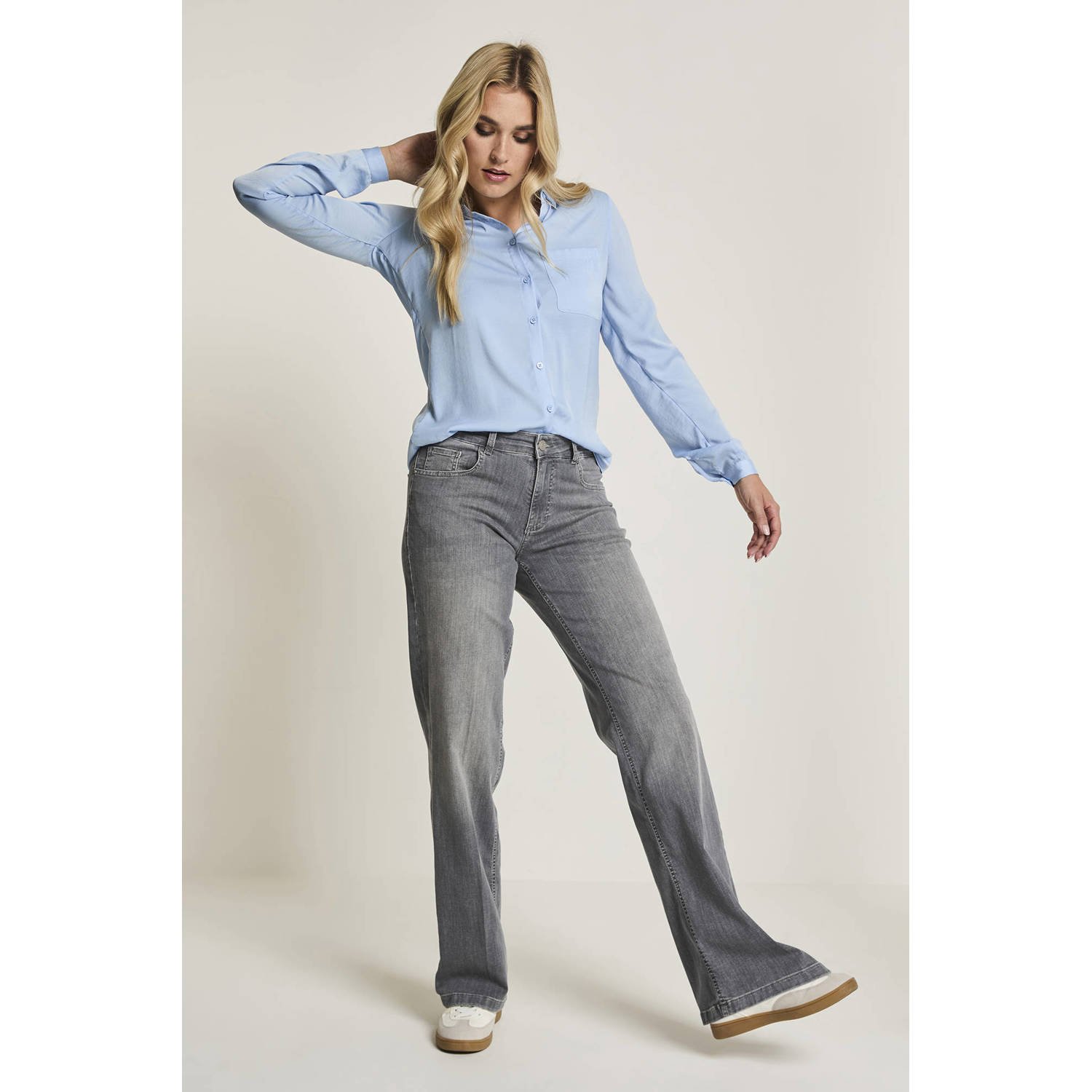Para Mi high waist wide leg jeans grey denim