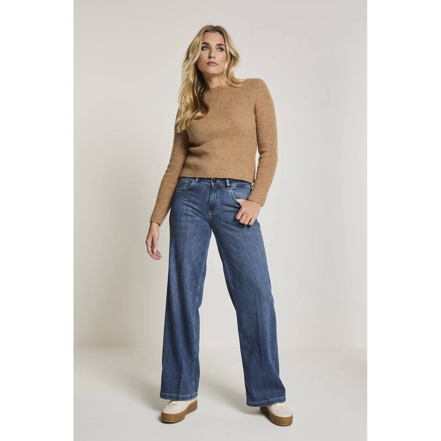 Para Mi high waist straight leg jeans dark blue denim