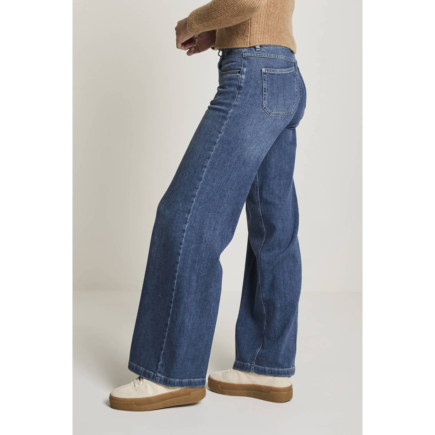 Para Mi high waist straight leg jeans dark blue denim