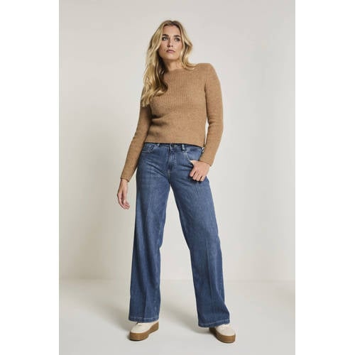 Para Mi high waist straight leg jeans dark blue denim afbeelding
