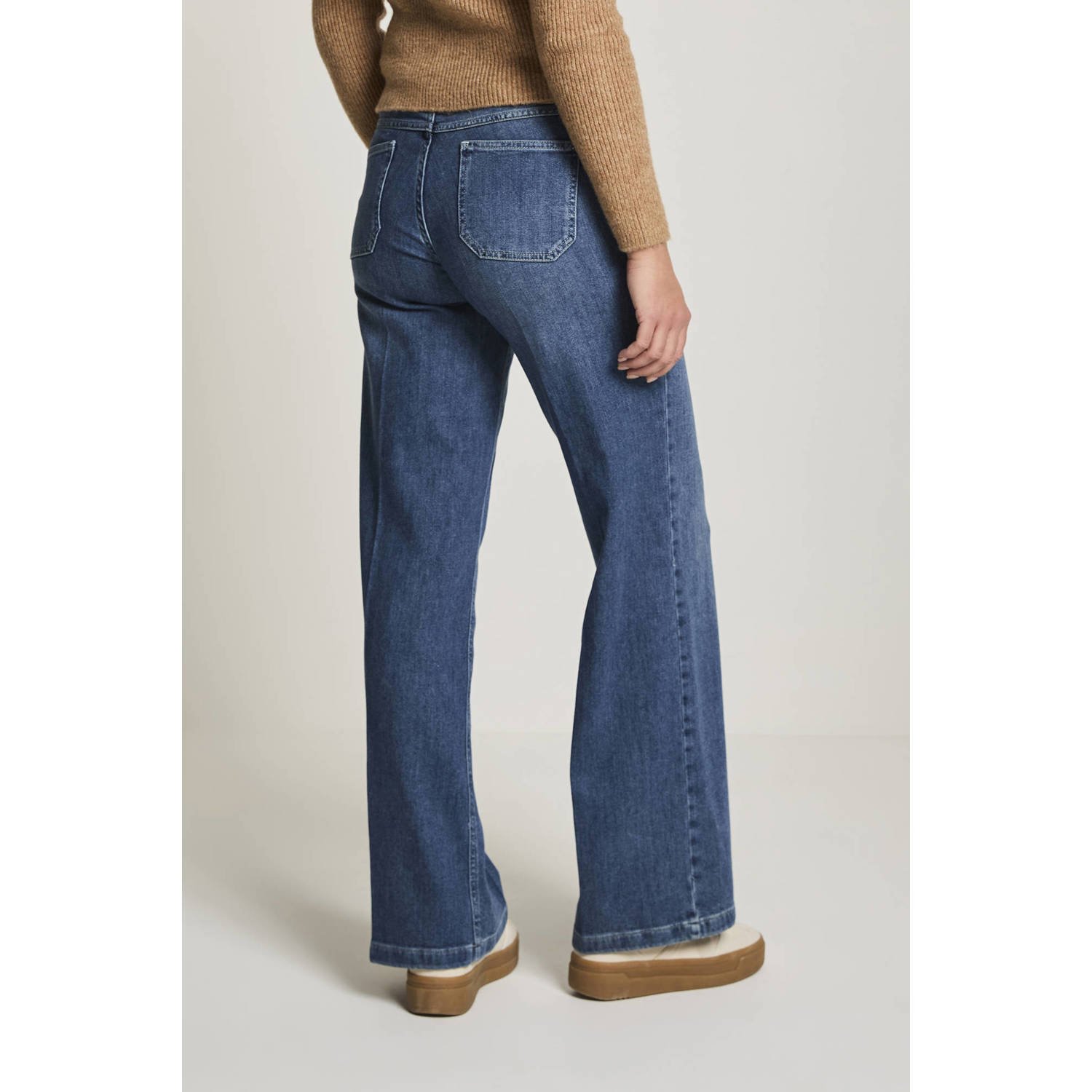 Para Mi high waist straight leg jeans dark blue denim