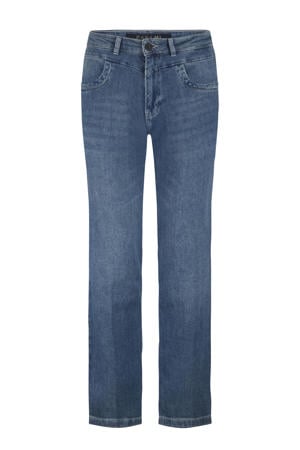 high waist straight leg jeans dark blue denim