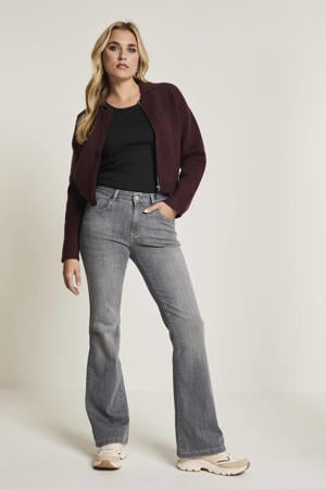 high waist flared jeans grey denim