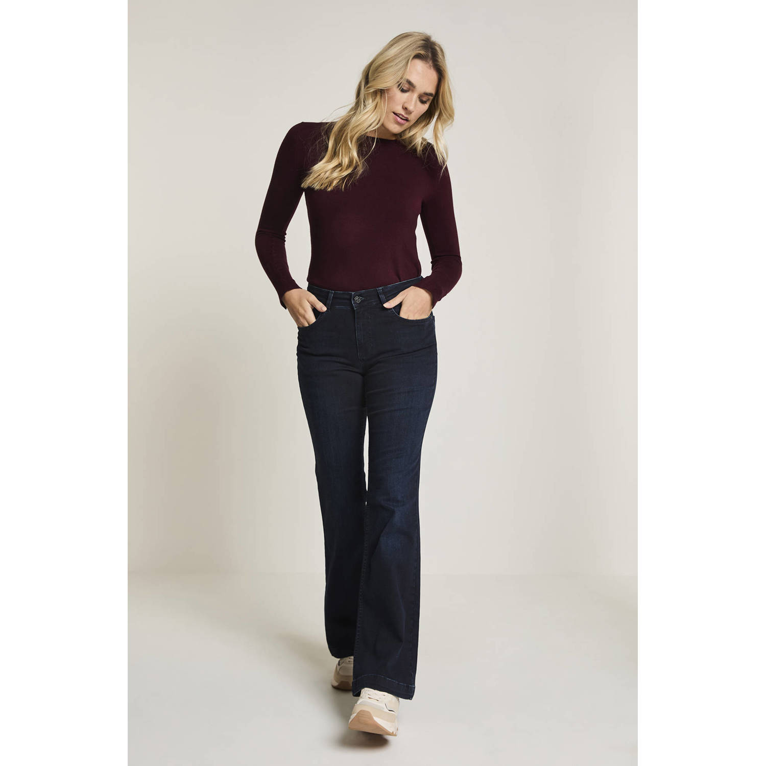 Para Mi high waist flared jeans dark blue denim
