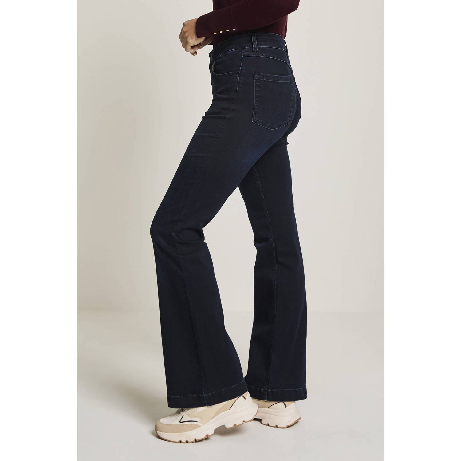 Para Mi high waist flared jeans dark blue denim