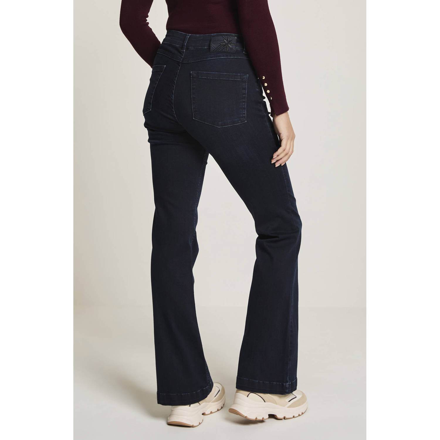 Para Mi high waist flared jeans dark blue denim