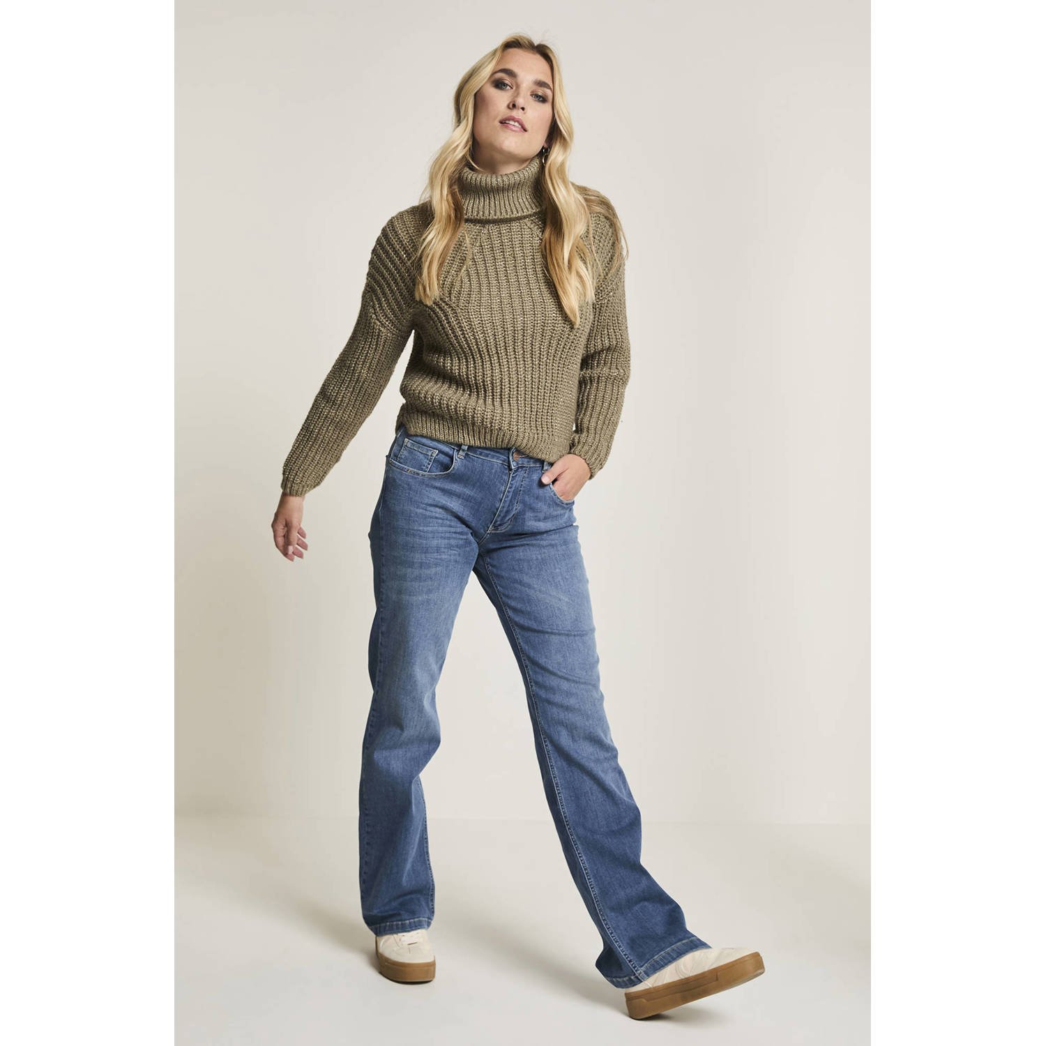 Para Mi high waist wide leg jeans dark blue denim