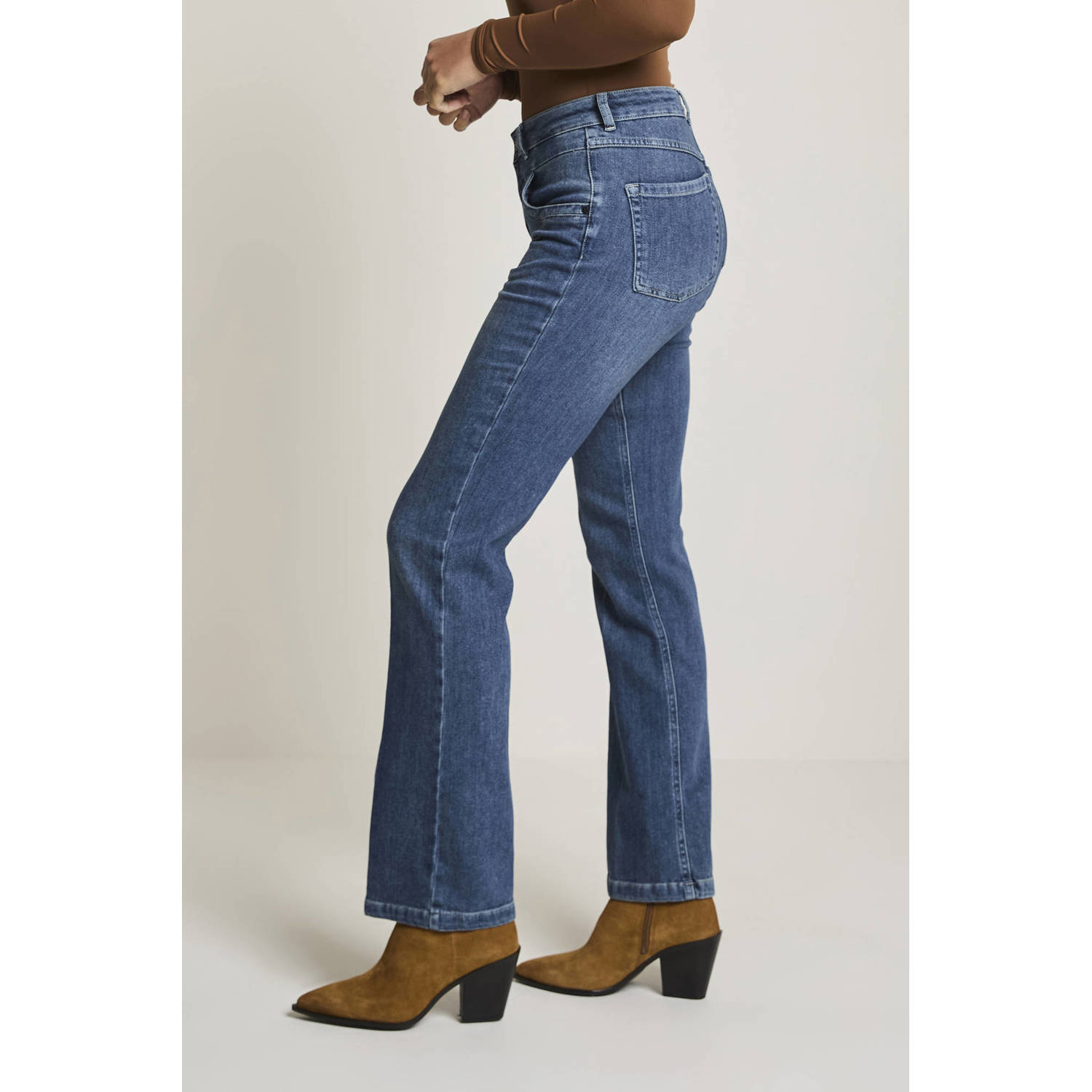 Para Mi high waist straight leg jeans medium blue denim