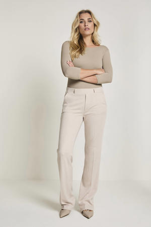 jersey wide leg high waist broek zand
