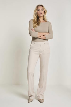 jersey wide leg high waist broek zand