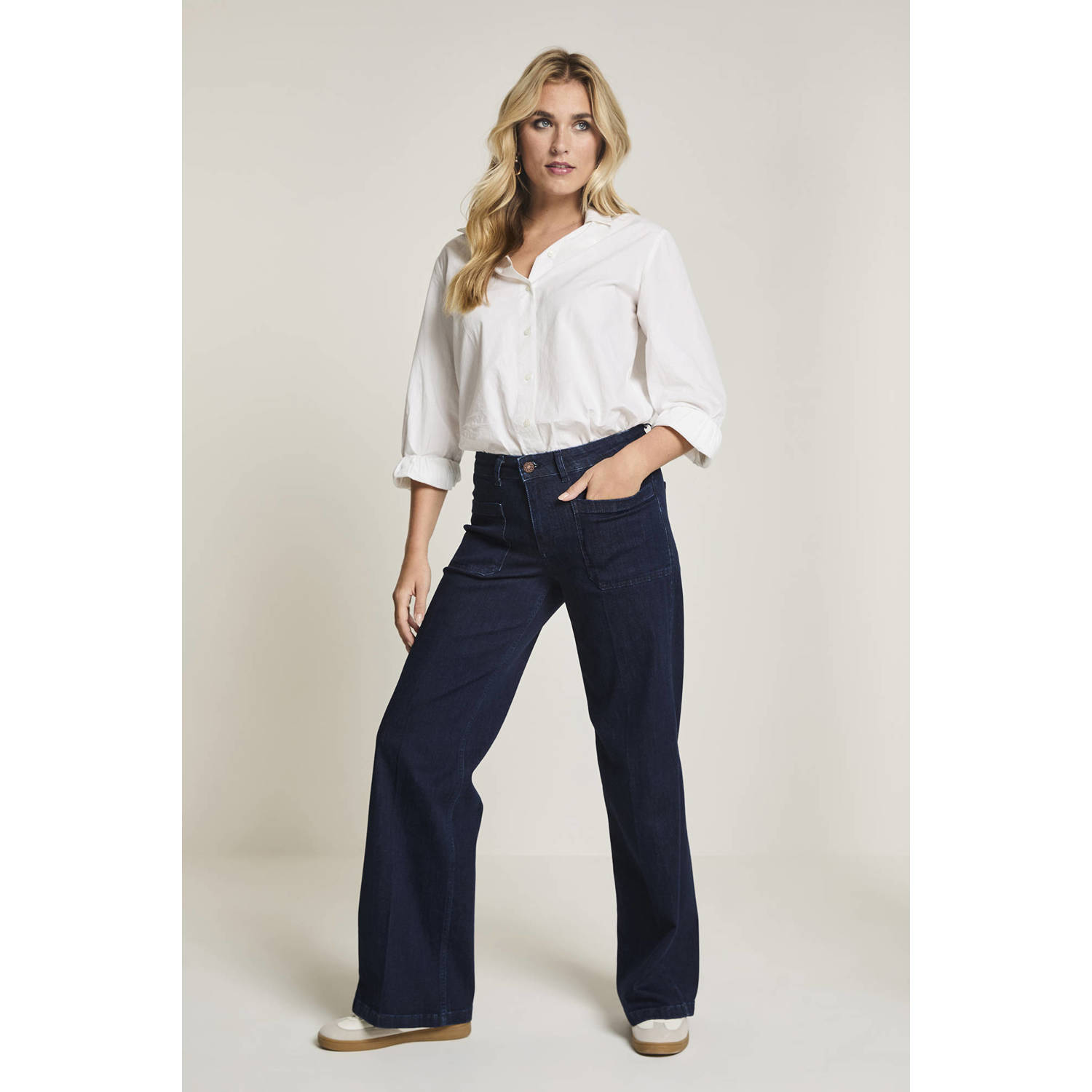Para Mi high waist wide leg jeans dark blue denim