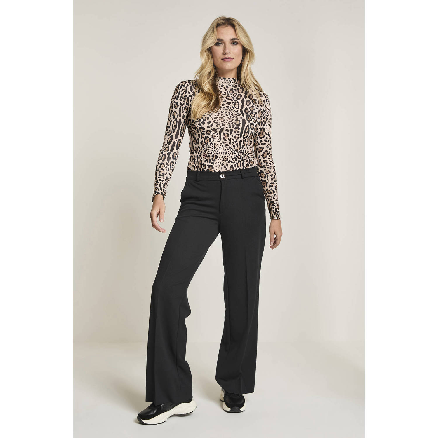 Para Mi wide leg high waist pantalon zwart