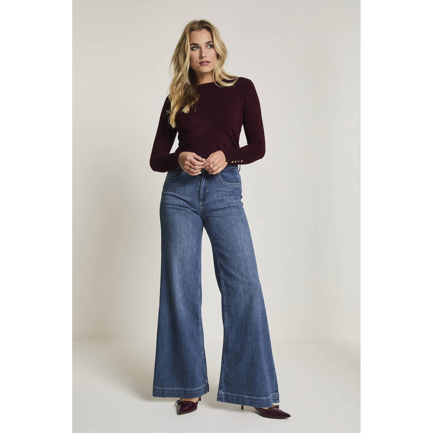 Para Mi high waist flared jeans medium blue denim