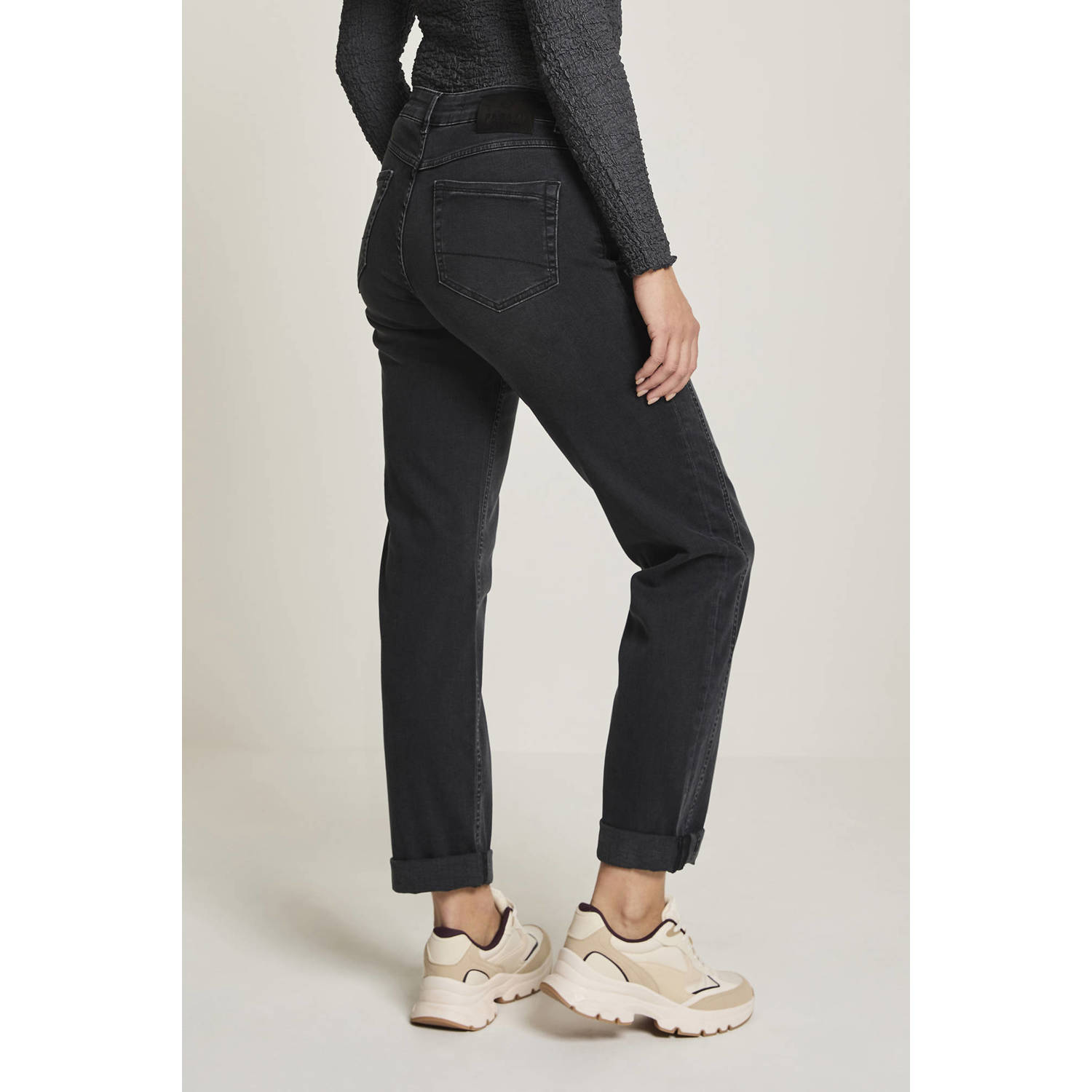 Para Mi high waist straight leg jeans zwart
