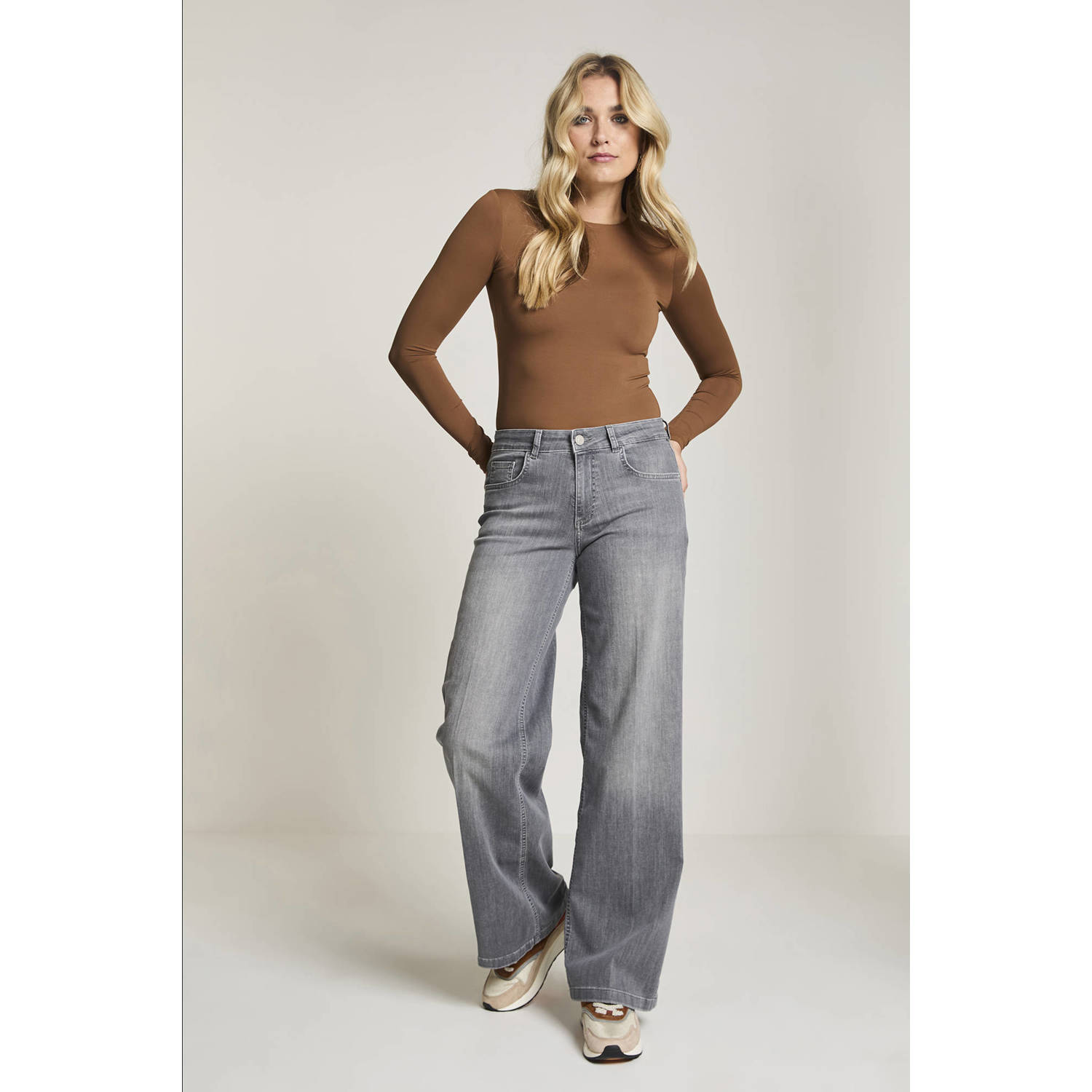 Para Mi high waist straight leg jeans grey denim