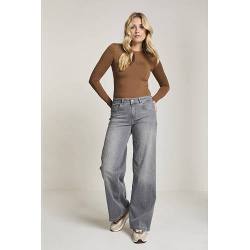 Para Mi high waist straight leg jeans grey denim afbeelding