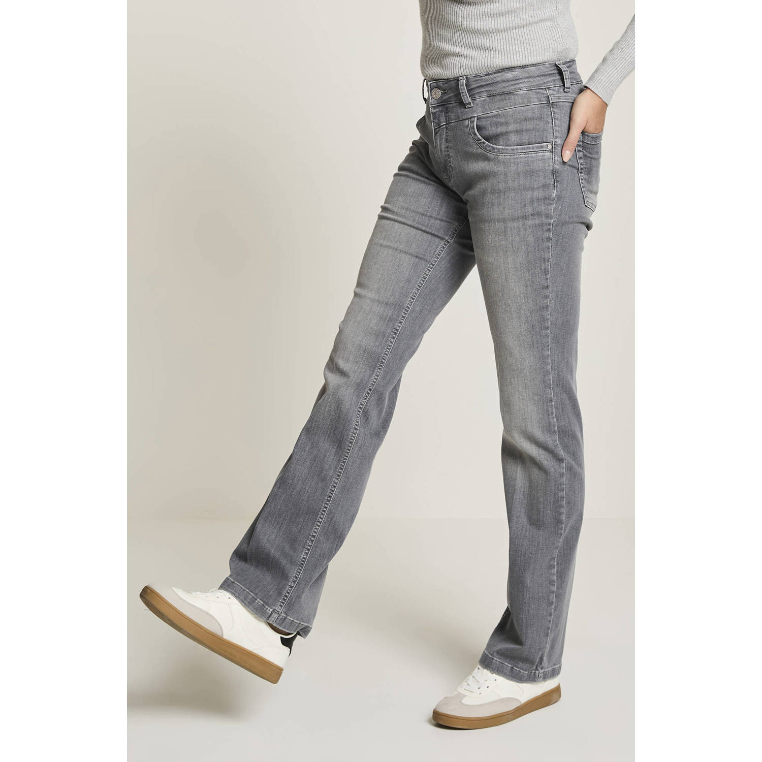 Para Mi high waist straight leg jeans grey denim