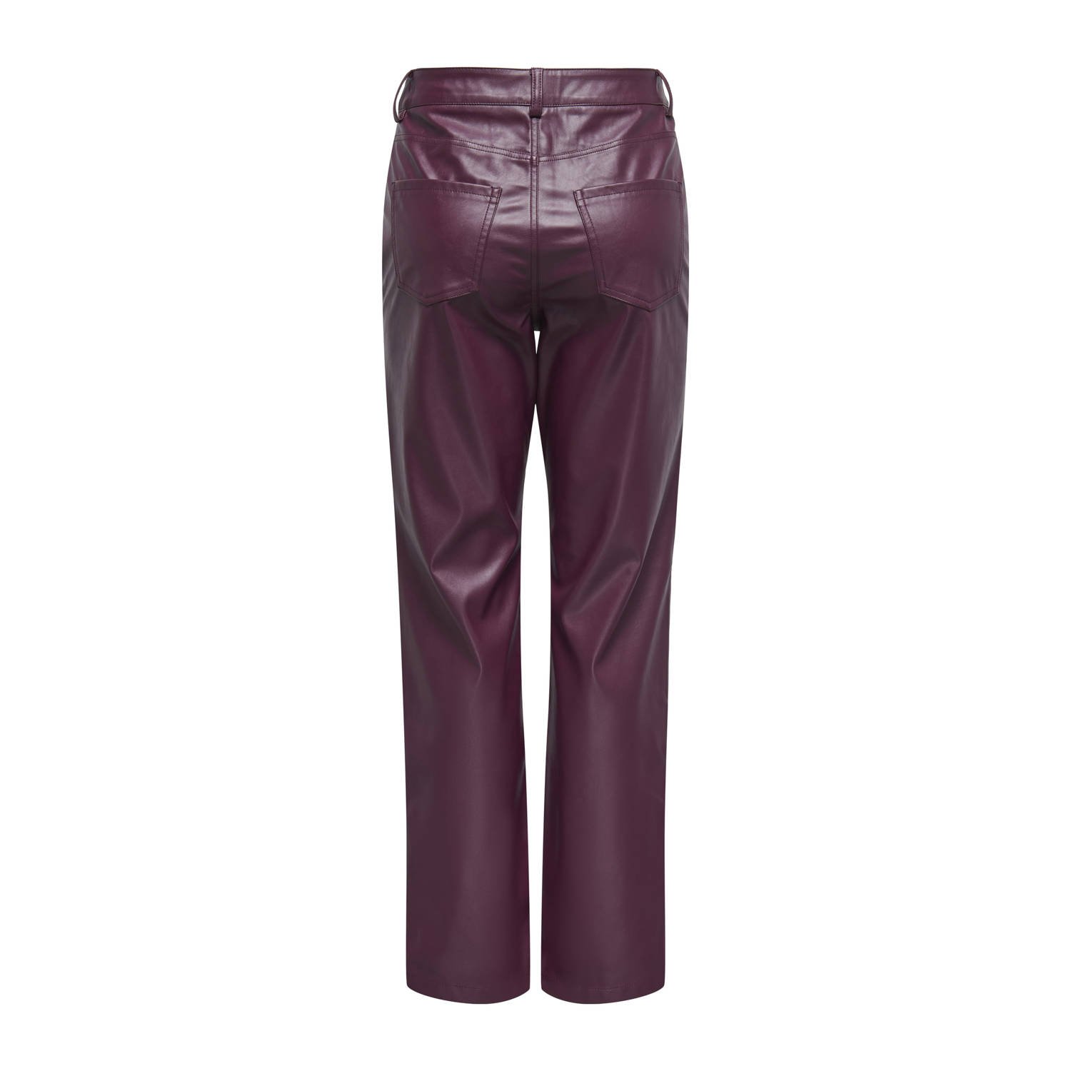 ONLY straight regular waist coated broek donkerrood