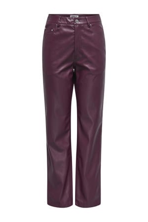 straight regular waist coated broek donkerrood