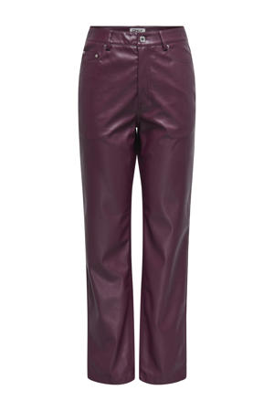 straight regular waist coated broek donkerrood