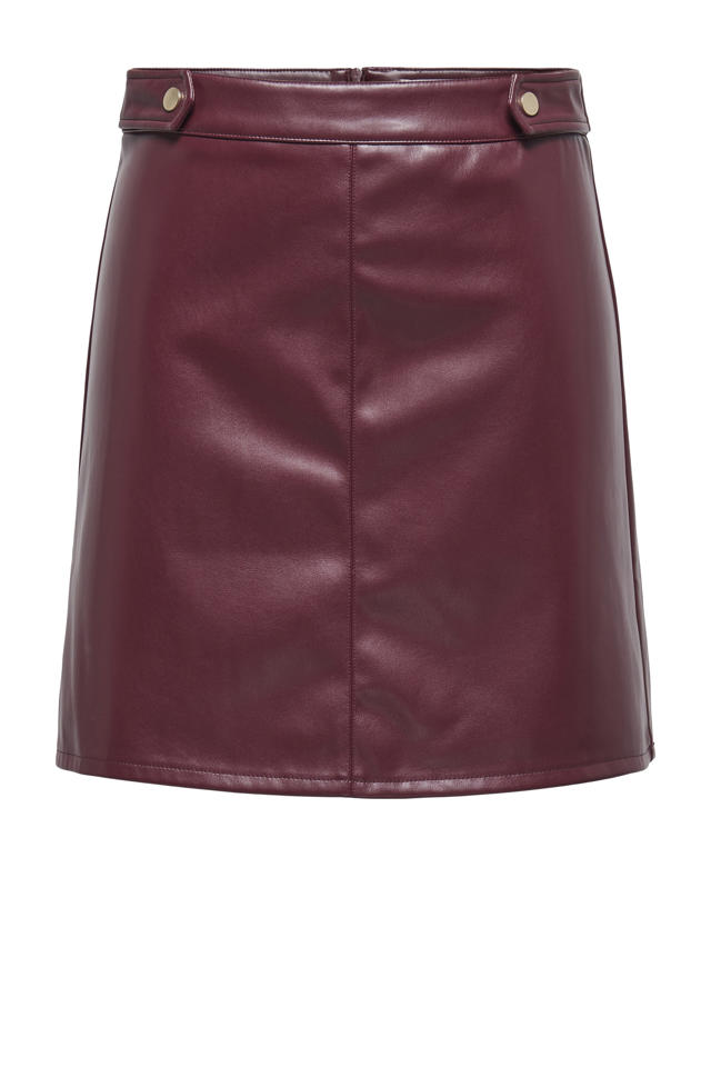 ONLY imitatieleren rok donkerrood wehkamp1
