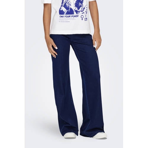 ONLY high waist flared jeans dark blue denim afbeelding