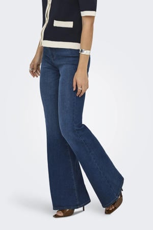 high waist flared jeans medium blue denim