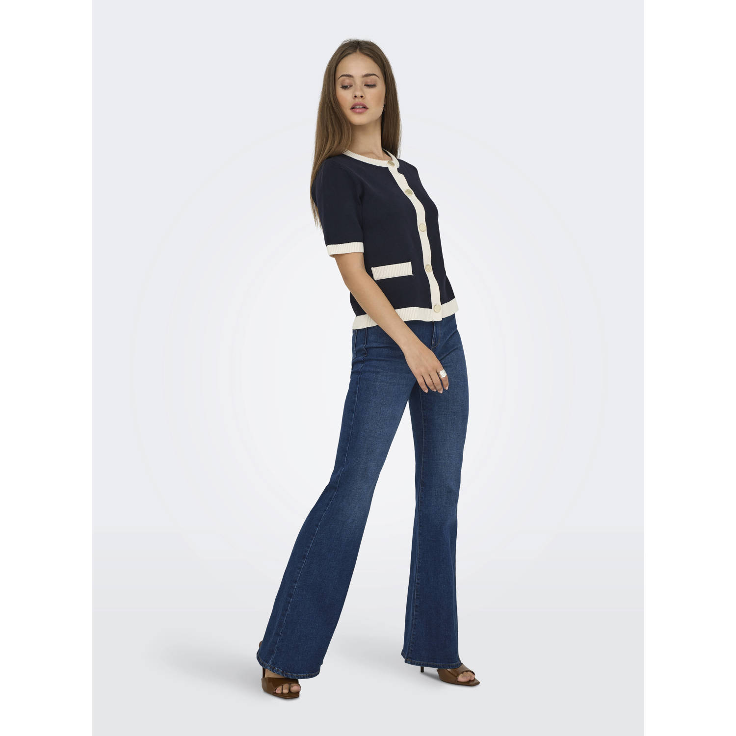 ONLY high waist flared jeans medium blue denim