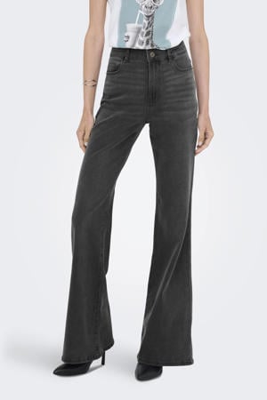 high waist flared jeans grey denim
