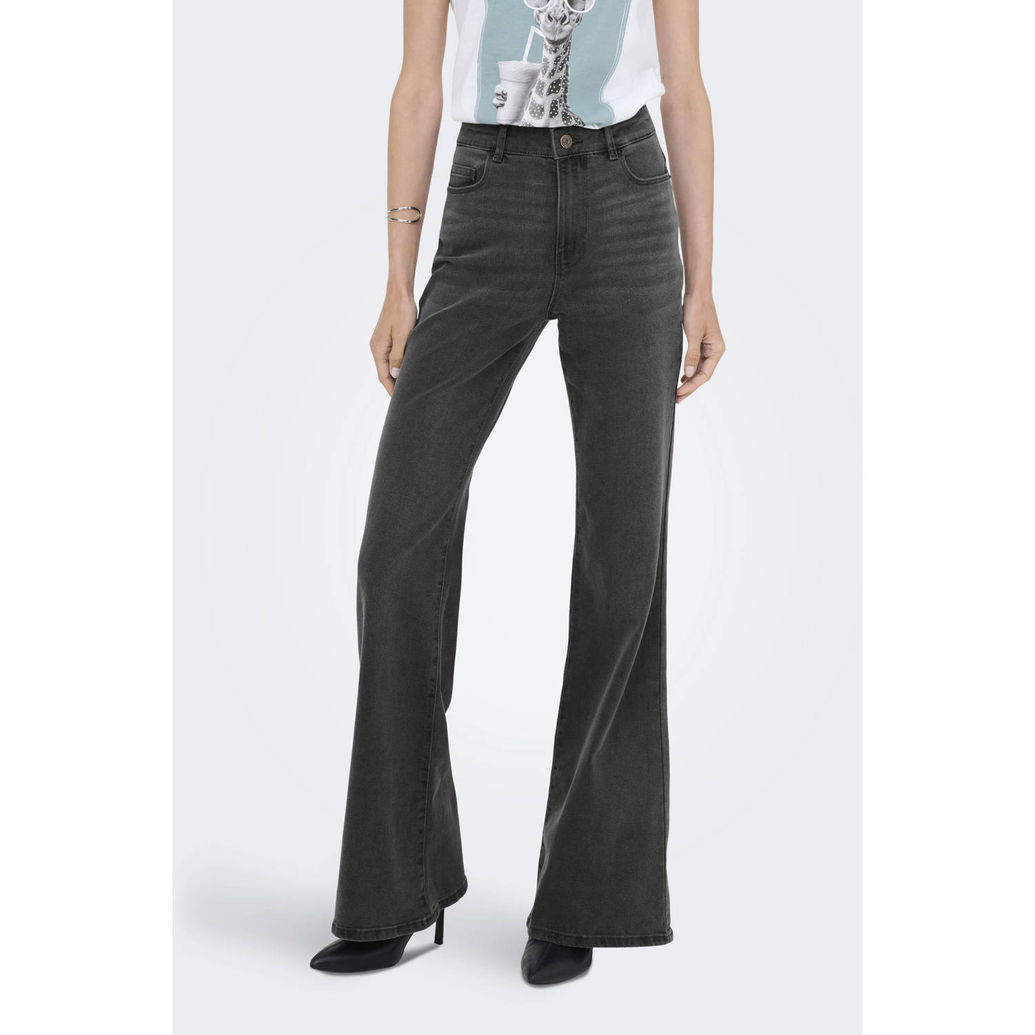 ONLY high waist flared jeans grey denim