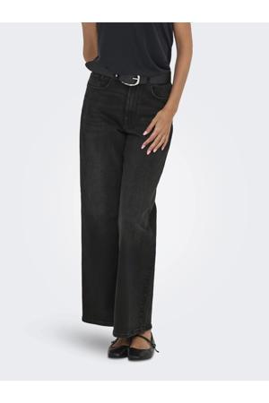 high waist wide leg jeans black denim