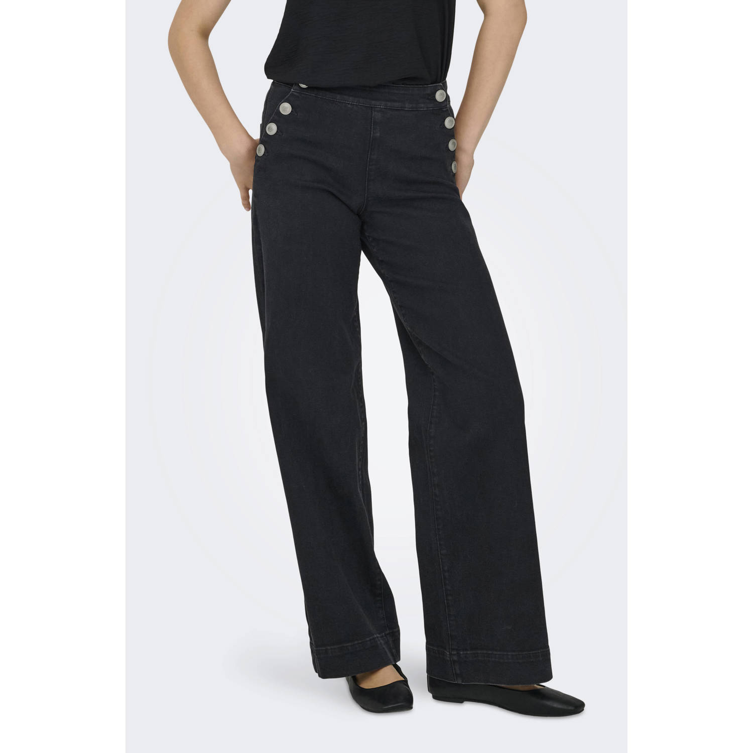 ONLY waist wide leg jeans zwart