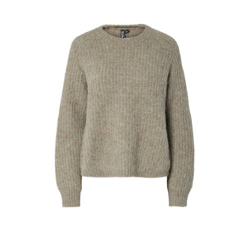 PIECES wollen gebreide trui beige afbeelding