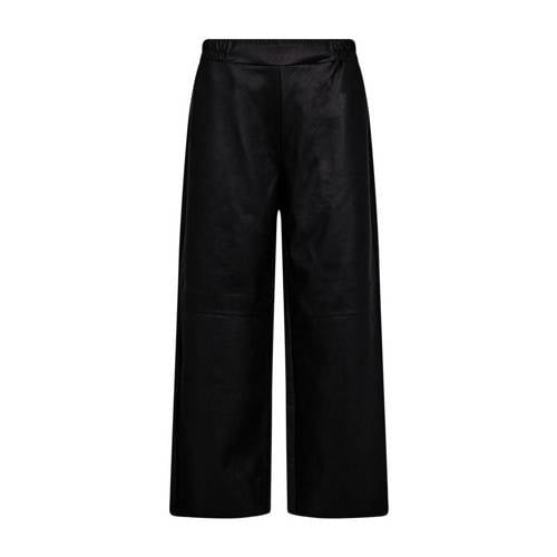 FREEQUENT imitatieleren rechtvallend high waist casual broek zwart afbeelding