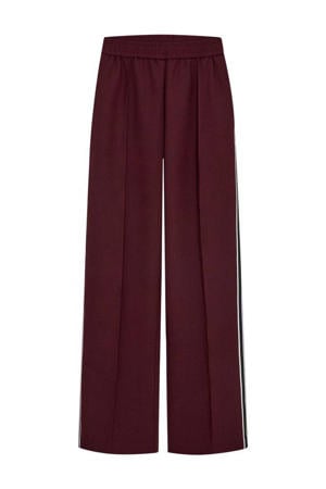 wide leg regular waist broek donkerrood