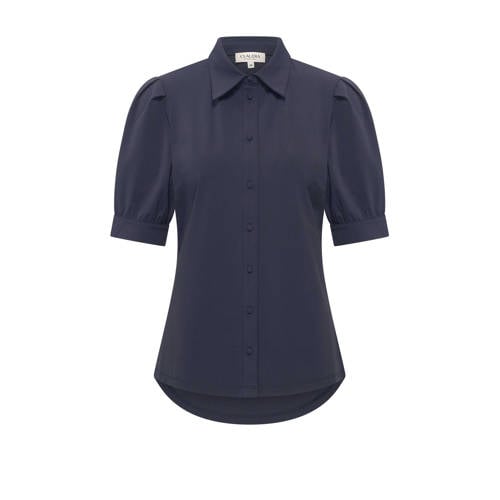 CLAUDIA BY CLAUDIA STRÄTER travelstof blouse donkerblauw afbeelding