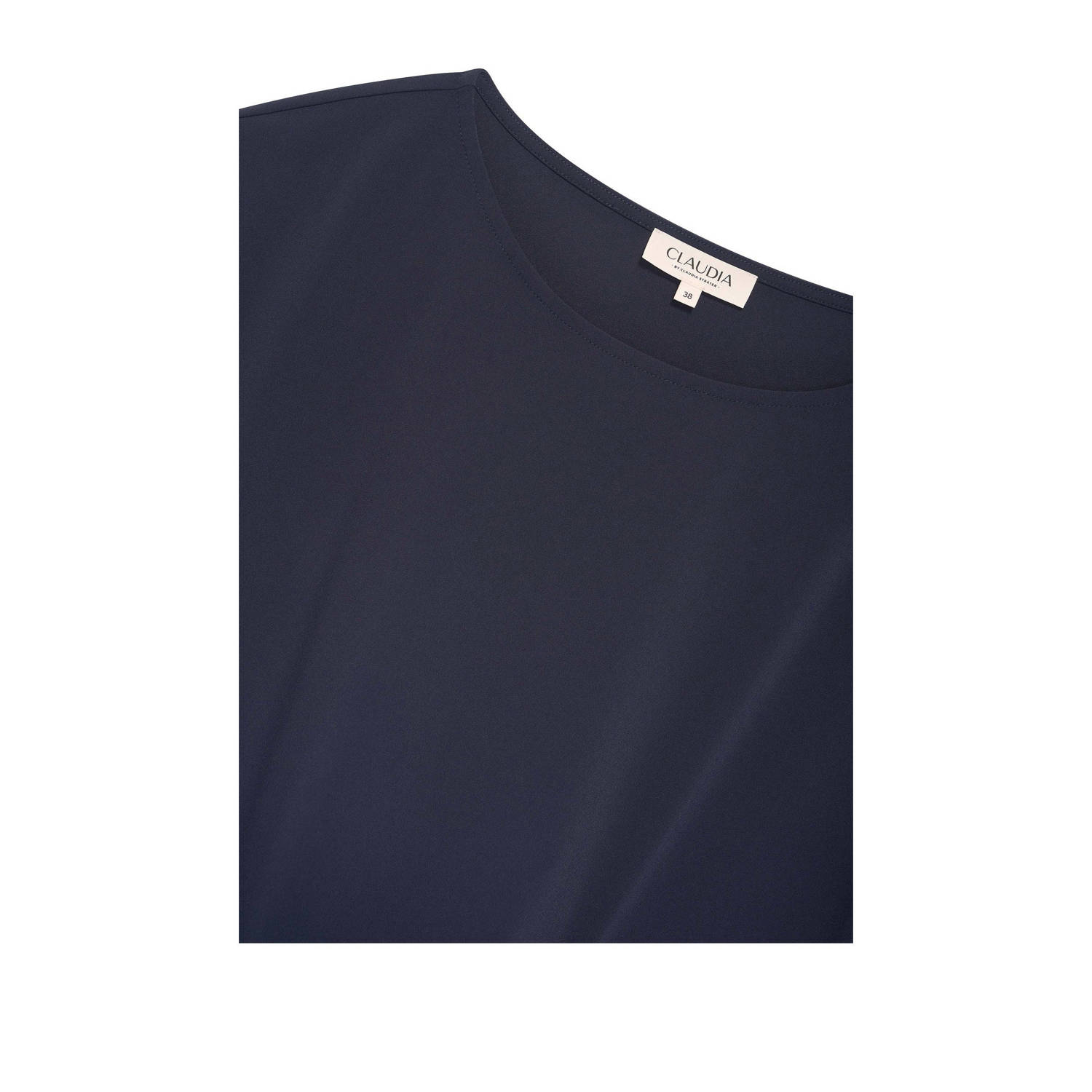 Claudia Sträter travelstof midi jurk donkerblauw