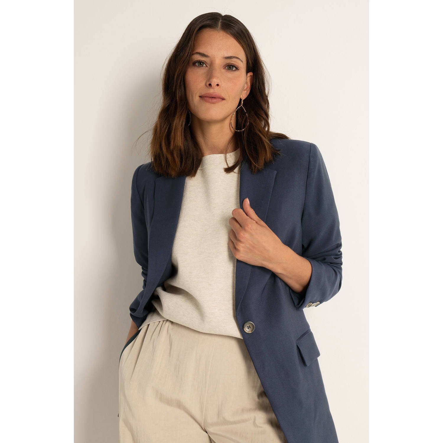 Claudia Sträter regular blazer donkerblauw