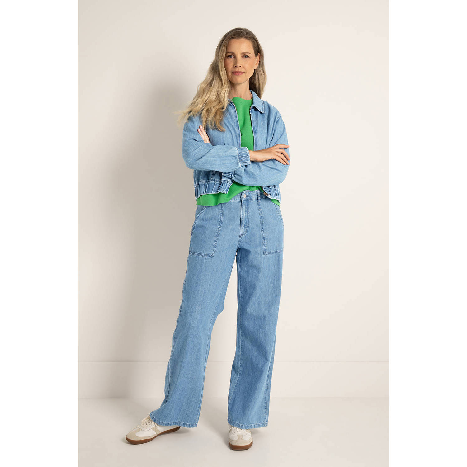 Claudia Sträter high waist wide leg jeans medium blue denim