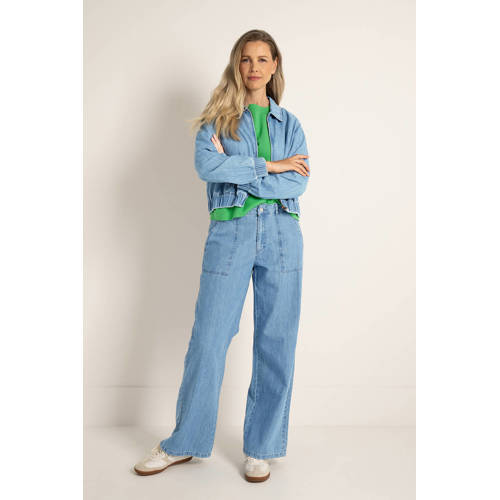 CLAUDIA BY CLAUDIA STRÄTER high waist wide leg jeans medium blue denim afbeelding
