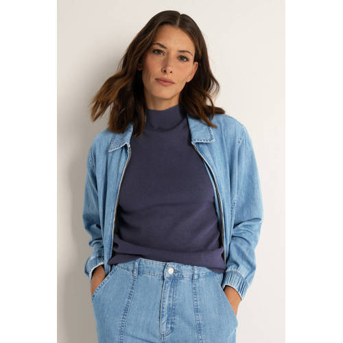 CLAUDIA BY CLAUDIA STRÄTER top met col donkerblauw fijn gebreid afbeelding