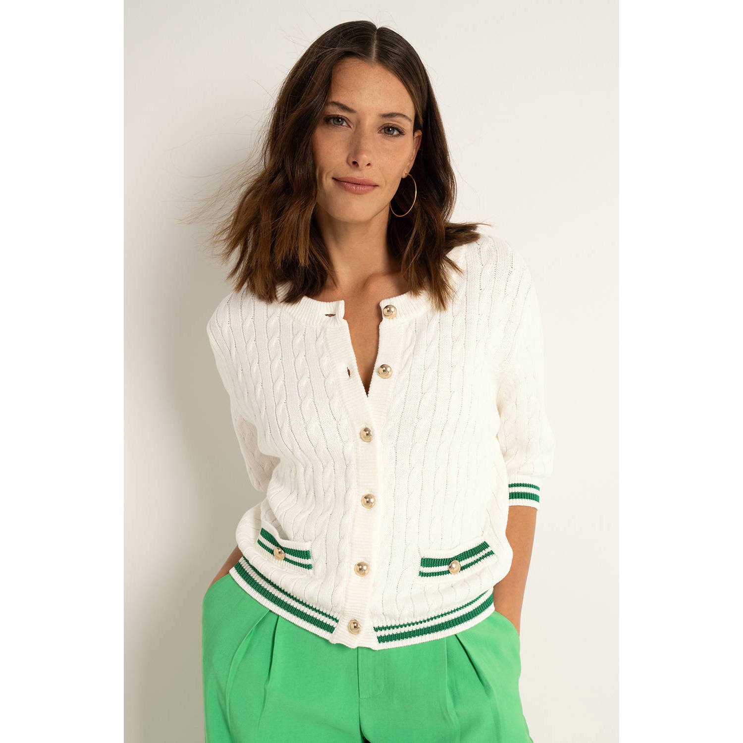 Claudia Sträter cardigan ecru met kabels
