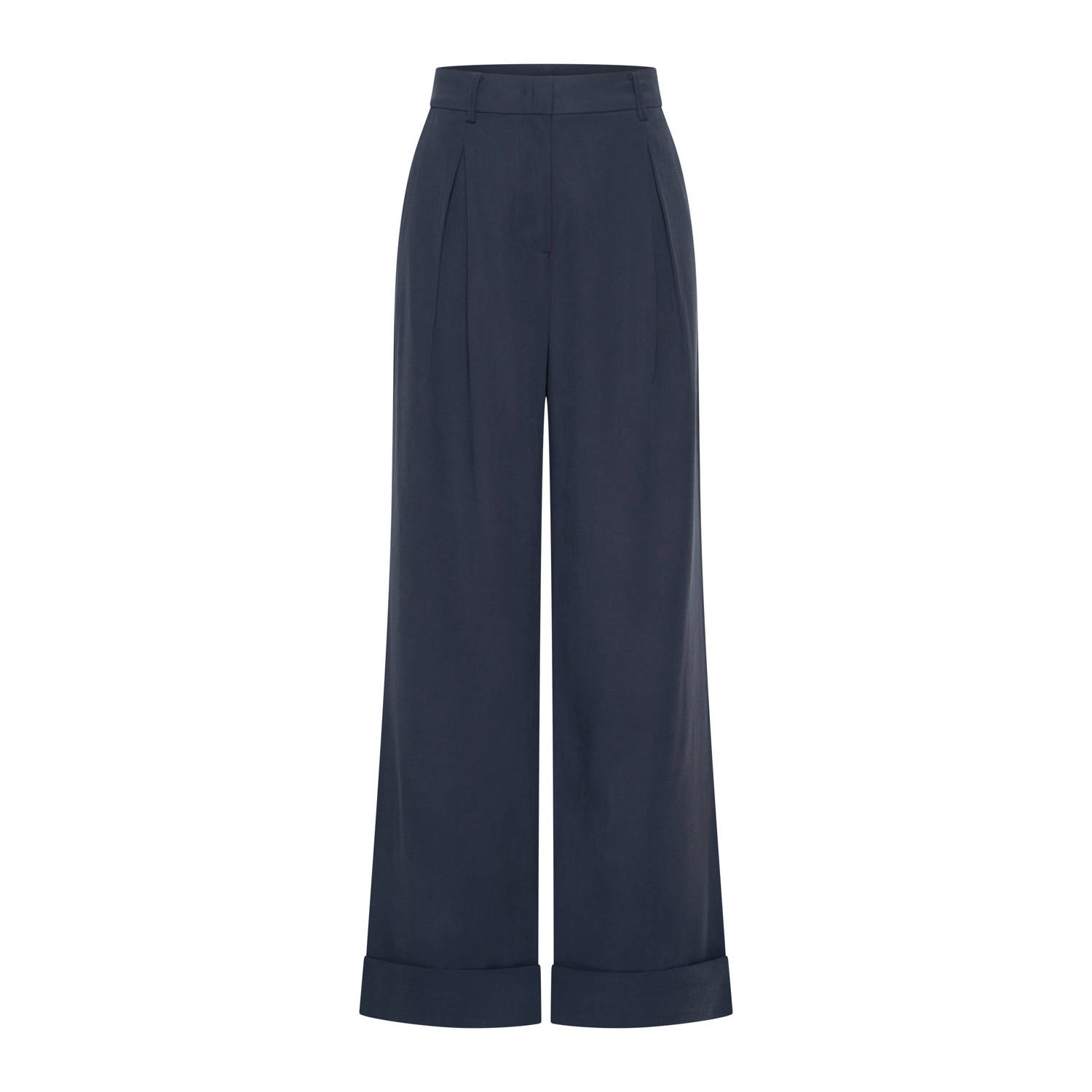 Claudia Sträter wide leg high waist broek donkerblauw
