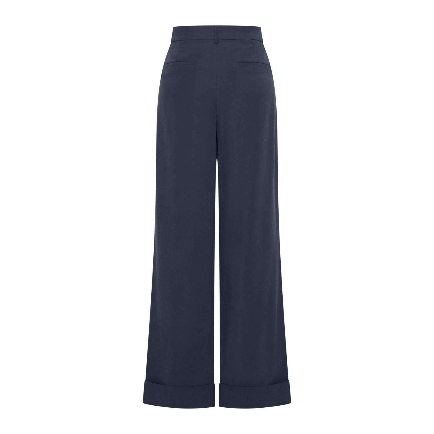 Claudia Sträter wide leg high waist broek donkerblauw