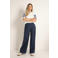 CLAUDIA BY CLAUDIA STRÄTER wide leg high waist broek donkerblauw
