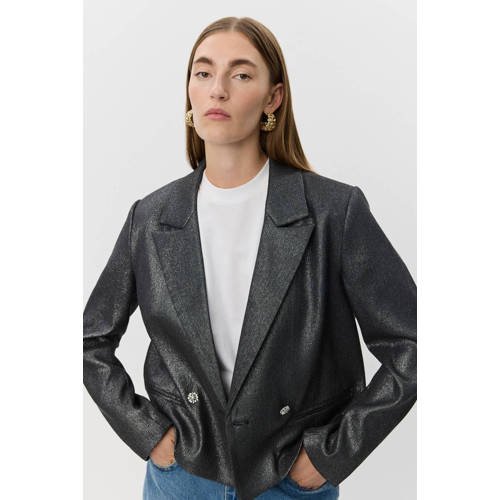 Sofie Schnoor cropped blazer zwart met glitter afbeelding