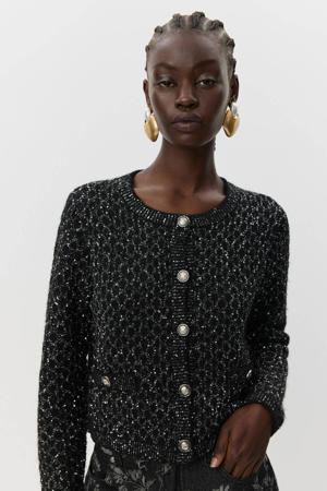 gebreid vest zwart met glitter