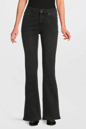 high waist flared jeans black denim