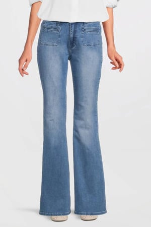 flared jeans dark blue denim